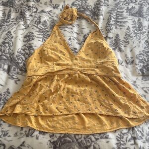 American Eagle Outfitters Mustard Yellow Floral Halter Camisole